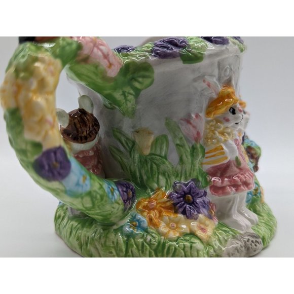 Spring Easter Watering Pot Ceramic Bunny Bunnies Garden Eggs Flowers - Picture 6 of 11